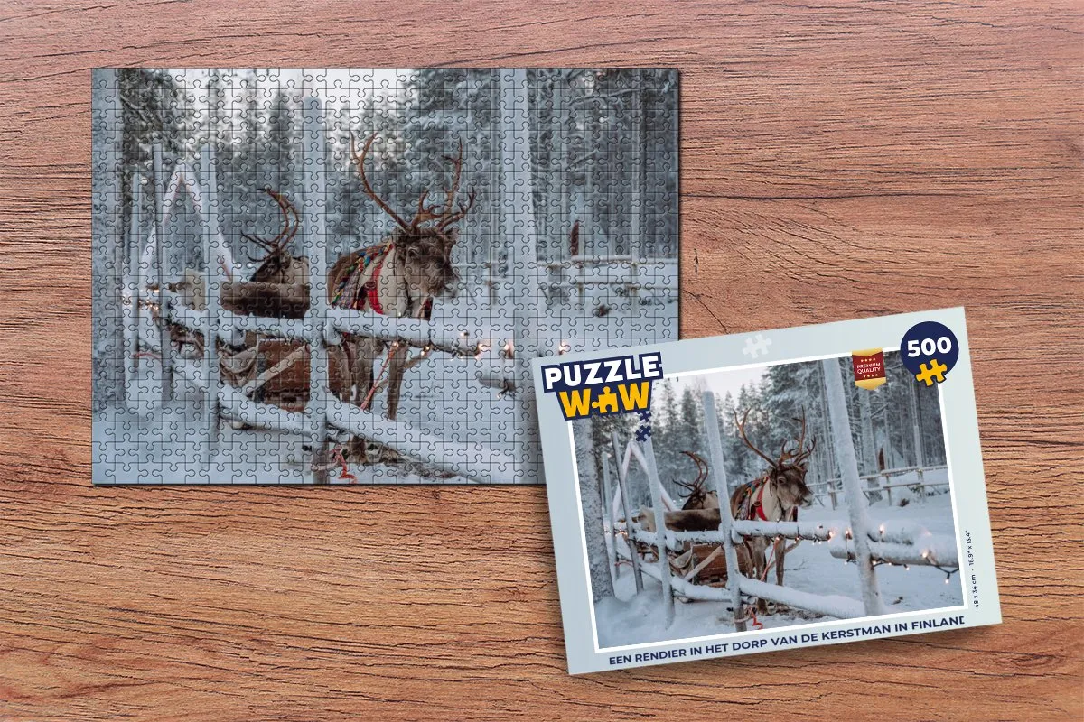 PuzzleWow Kerstpuzzel Rendier Finland 500 Stuks - Multicolor