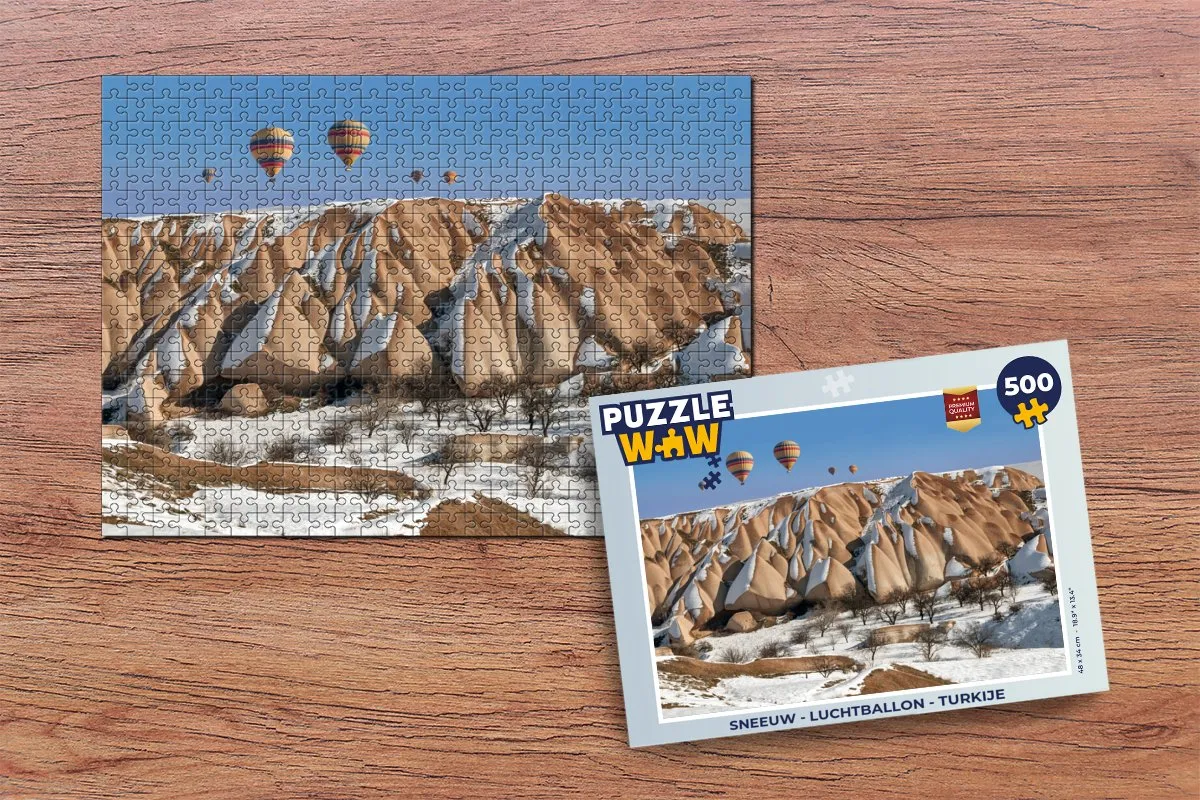 PuzzleWow Sneeuw Luchtballon Turkije Legpuzzel 500 Stuks - Multicolor