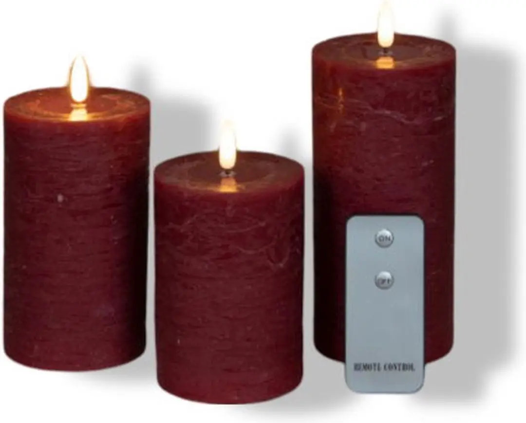 Anna's Collection 3ST Bordeaux Kaars - Warm wit licht - afbeelding 2 van 2