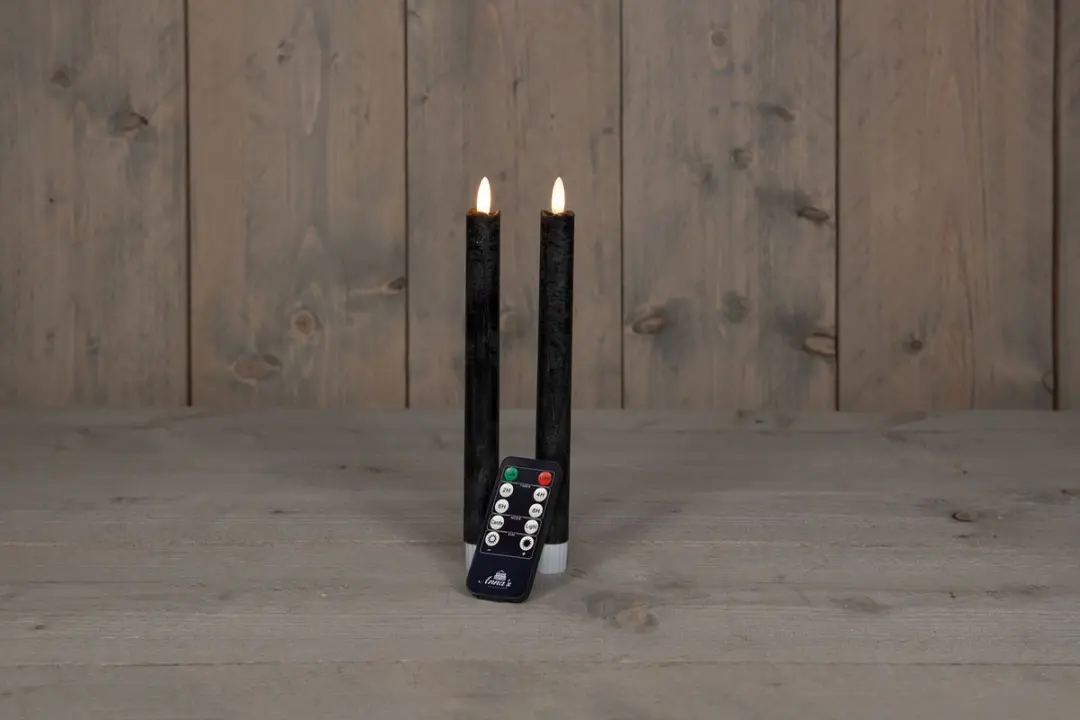 Anna's Collection LED Dinerkaarsen 23cm - 2 Stuks - Zwart - afbeelding 2 van 2