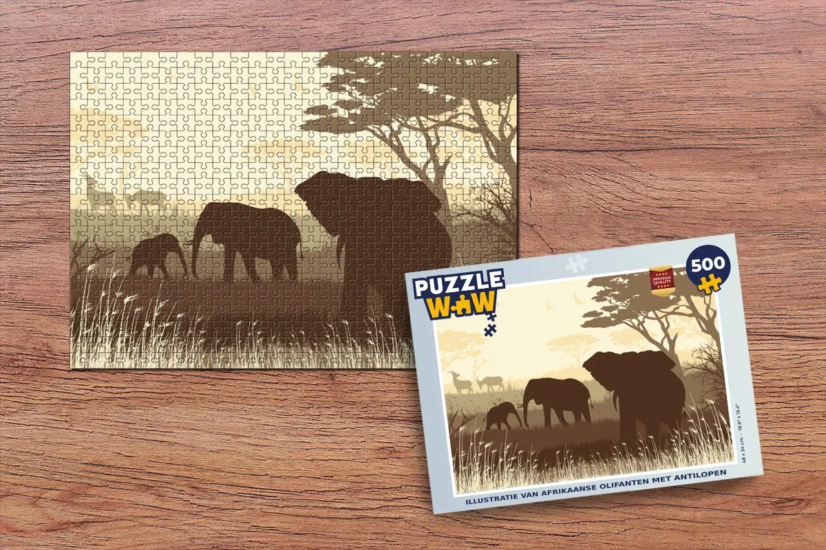 PuzzleWow Legpuzzel Afrikaanse Olifanten 500 Stuks