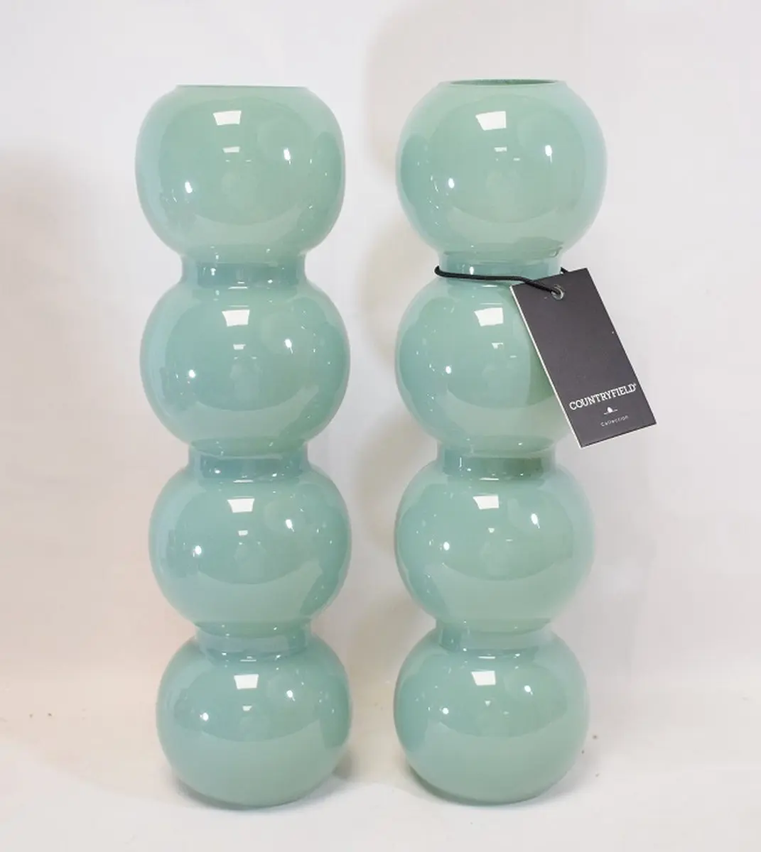 CountryField - 2 stuks - vaas - bollenvaas - smalle vaas - blauw - glas - Hoogte 30 cm - Ø 8,5 cm - opening 4,5 cm - Bohemian - Ibiza