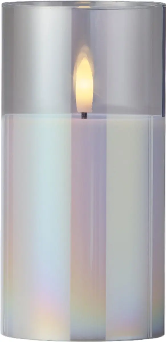 Kaars LED in glas iriserend 15cm