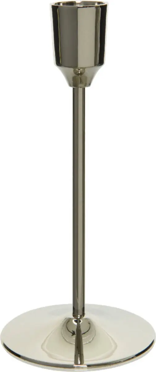 Luxe diner kaarsen staande kandelaar aluminium kleur zilver 20 cm