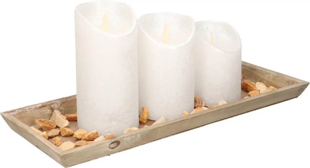 Dienblad met LED kaarsen en steentjes