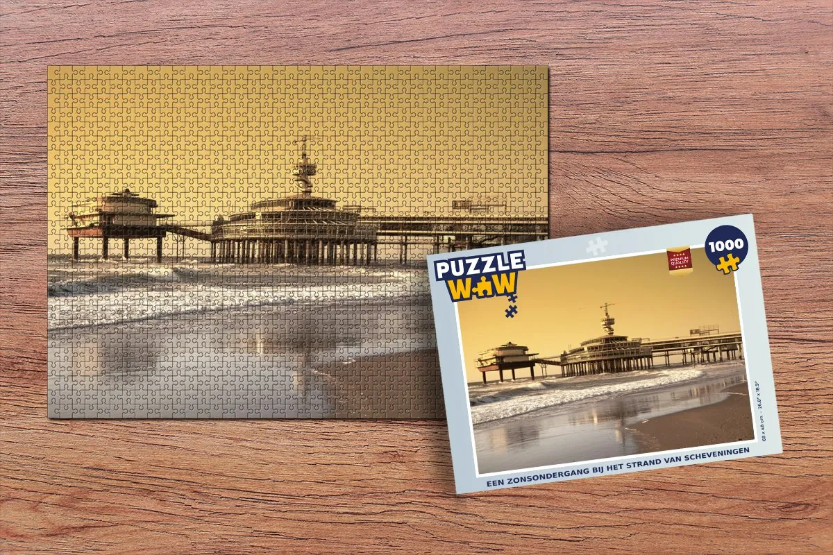 PuzzleWow Legpuzzel Scheveningen Zonsondergang 1000 Stuks - Multicolor