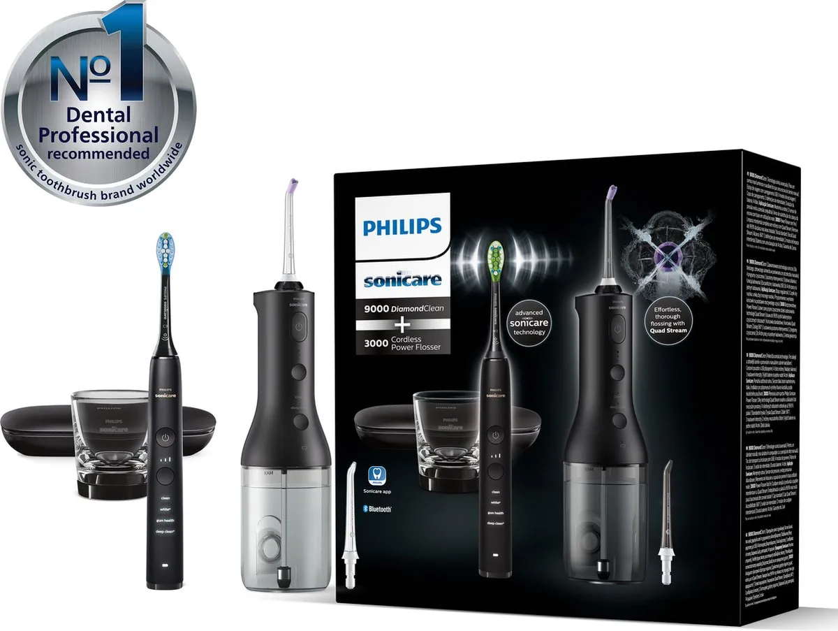 Philips Sonicare Diamond Clean 9000 & Power Flosser 3000 - Zwart