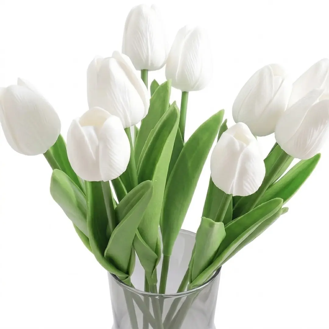 Wit kunstbloemen tulpen set van 7 stuks kunstbloemen decoratie voor vaas tafel i