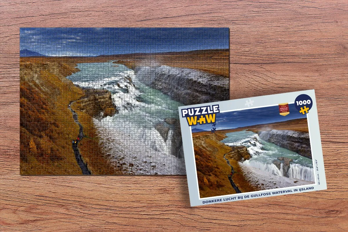 PuzzleWow Legpuzzel Gullfoss 1000 Stuks - Multicolor