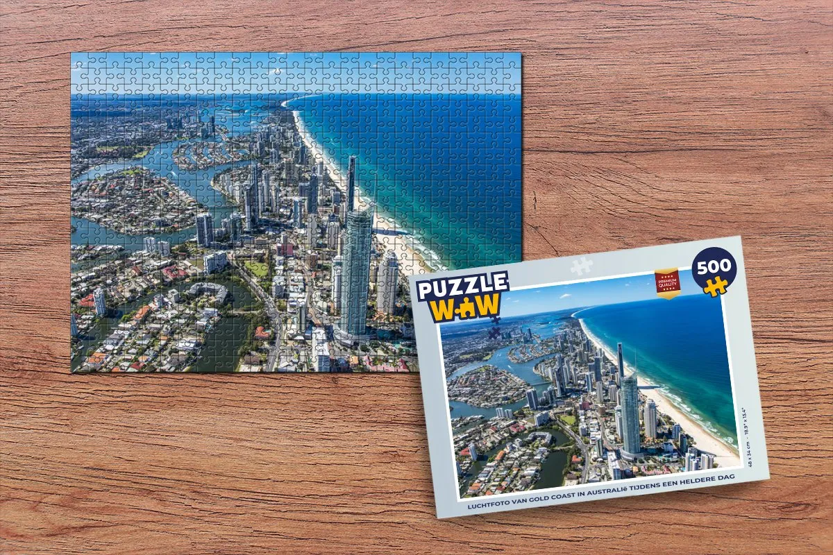 PuzzleWow Gold Coast Luchtfoto Legpuzzel 500 Stuks - Multicolor