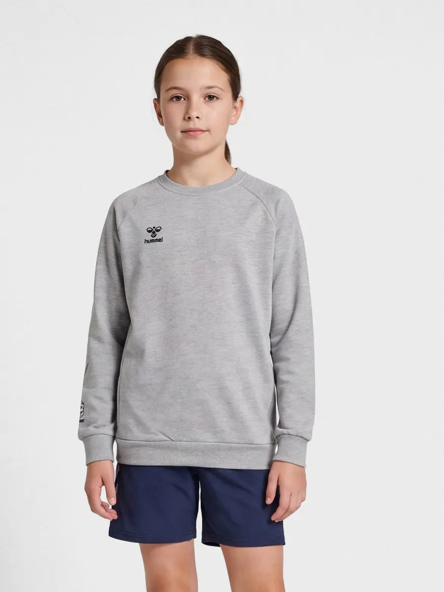 Hummel Move Grid Katoenen Sweater - Grijs Melange - afbeelding 5 van 6