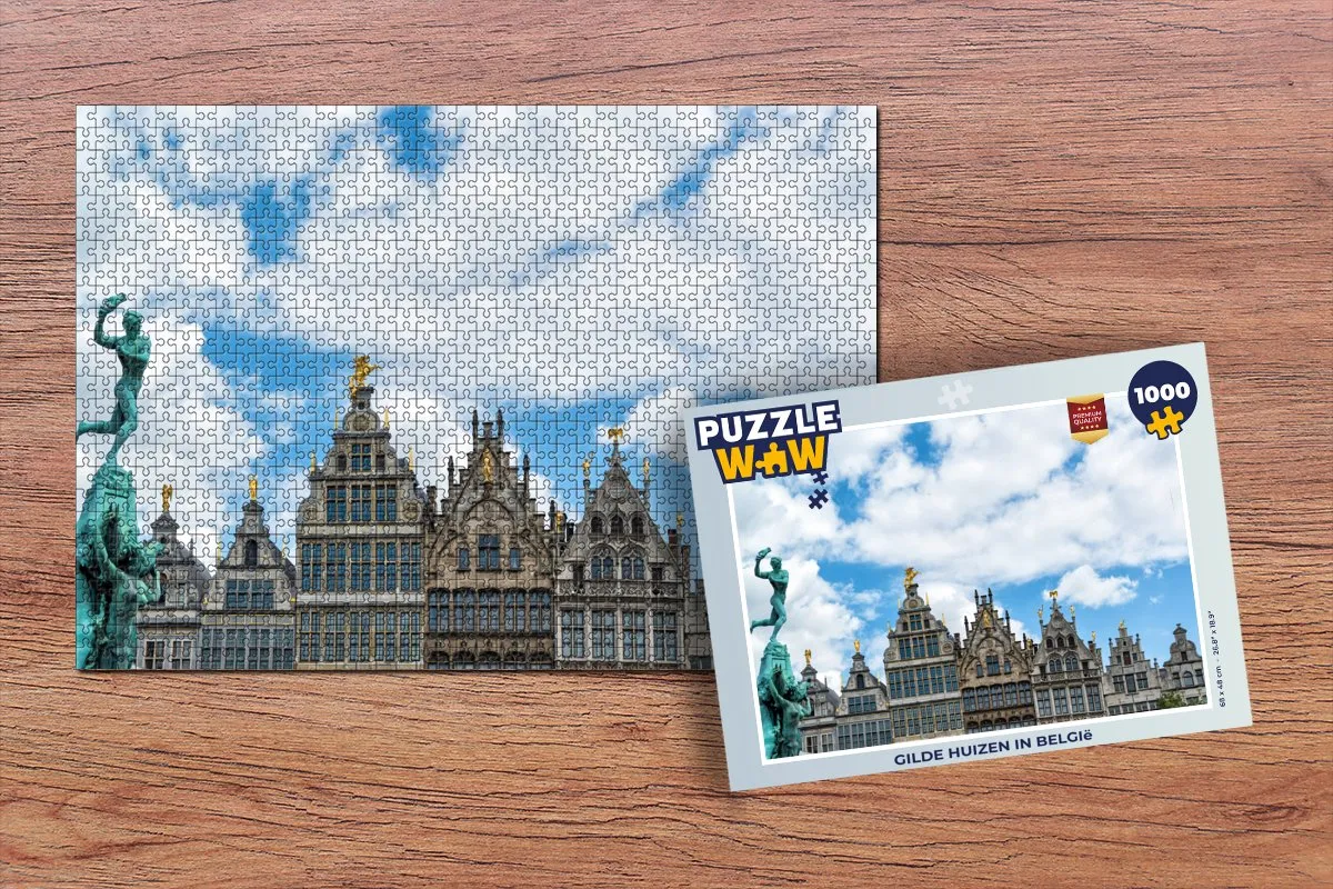 PuzzleWow Gilde Huizen België Legpuzzel 1000 Stuks - Multicolor