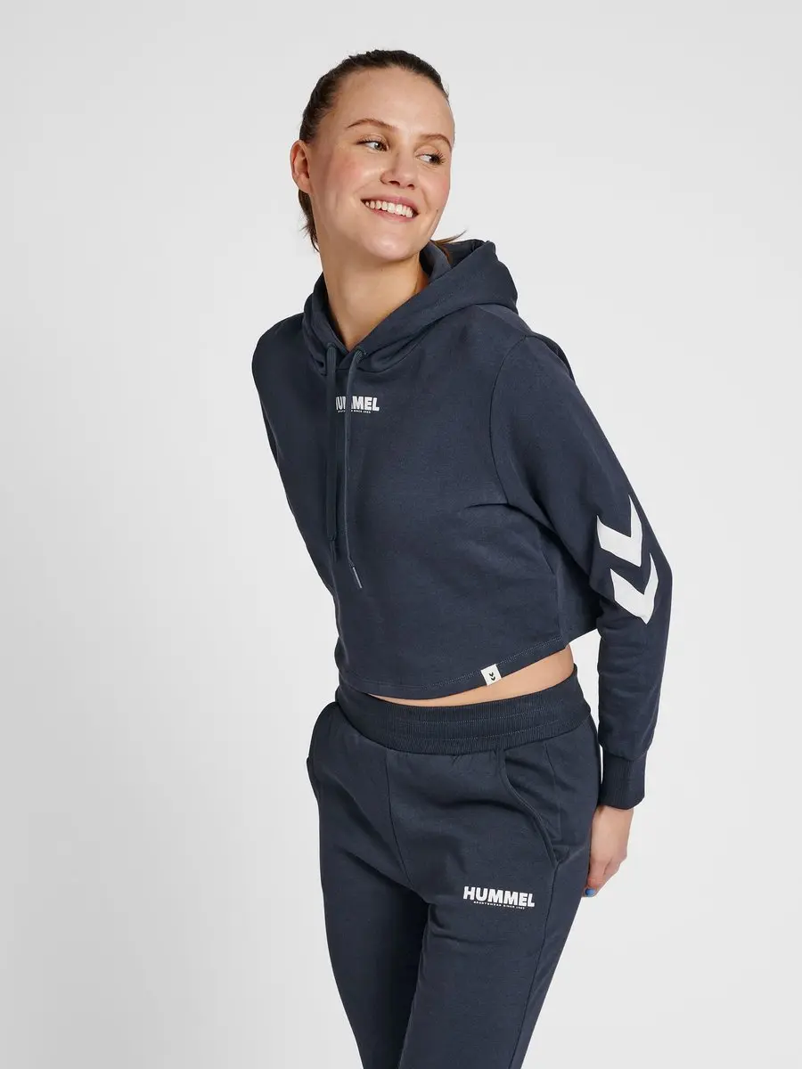 Hummel HmlLEGACY Cropped Hoodie - Blauw - afbeelding 6 van 6