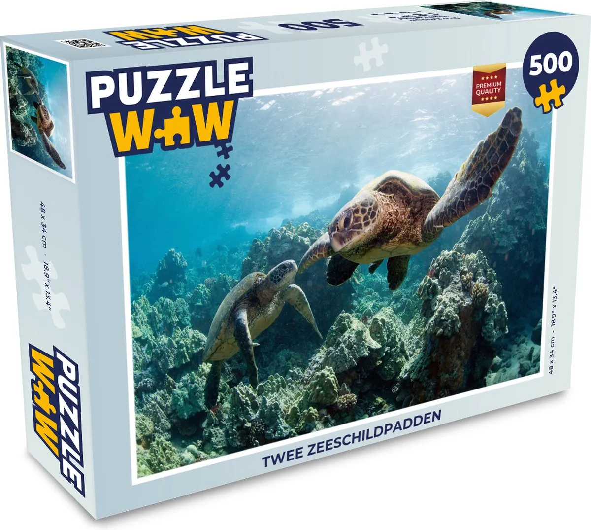 PuzzleWow Legpuzzel Twee Zeeschildpadden 500 Stuks - Multicolor