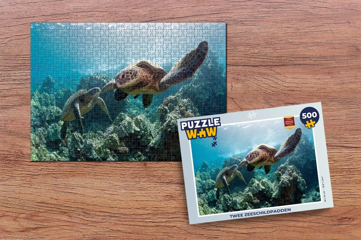 PuzzleWow Legpuzzel Twee Zeeschildpadden 500 Stuks - Multicolor