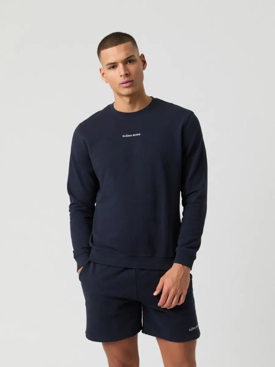 Björn Borg Borg Classic Sweater Heren Trui Met Lange Mouw Mannen - Katoen - Donkerblauw - Maat M