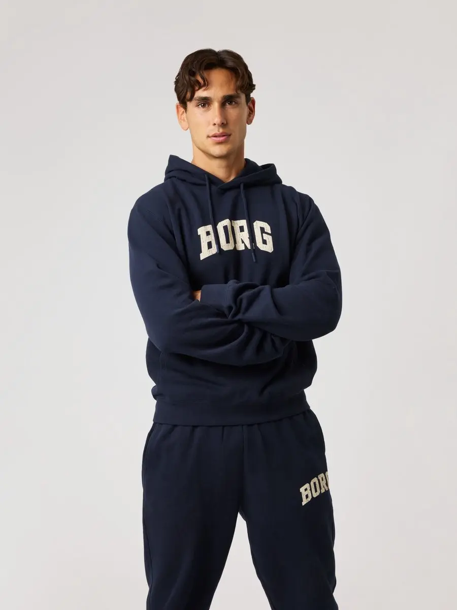 Björn Borg Classic Print Hoodie Heren Trui Met Capuchon Mannen Heren - Katoen - Donkerblauw - Maat L