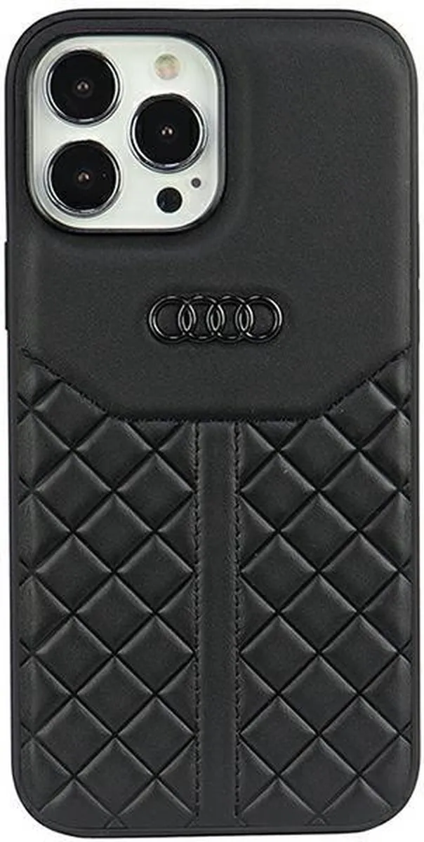 Audi Genuine Leather Back Case iPhone 13 Pro Max - Zwart - afbeelding 5 van 6