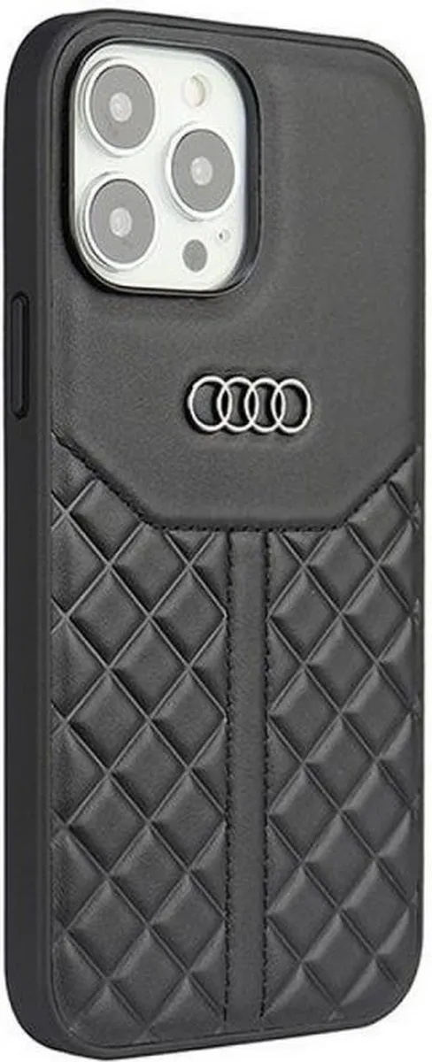 Audi Genuine Leather Back Case iPhone 13 Pro Max - Zwart - afbeelding 3 van 6