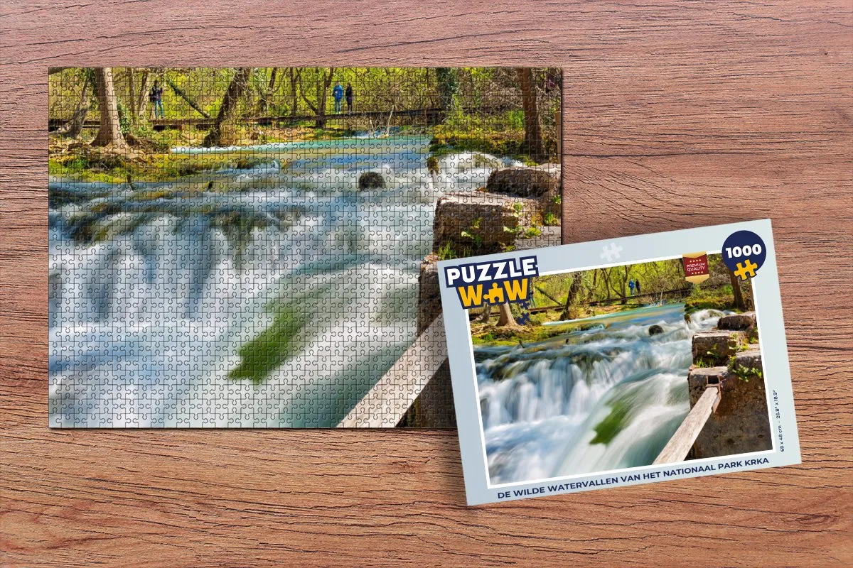 PuzzleWow De Wilde Watervallen Krka Legpuzzel 1000 Stuks - Multicolor