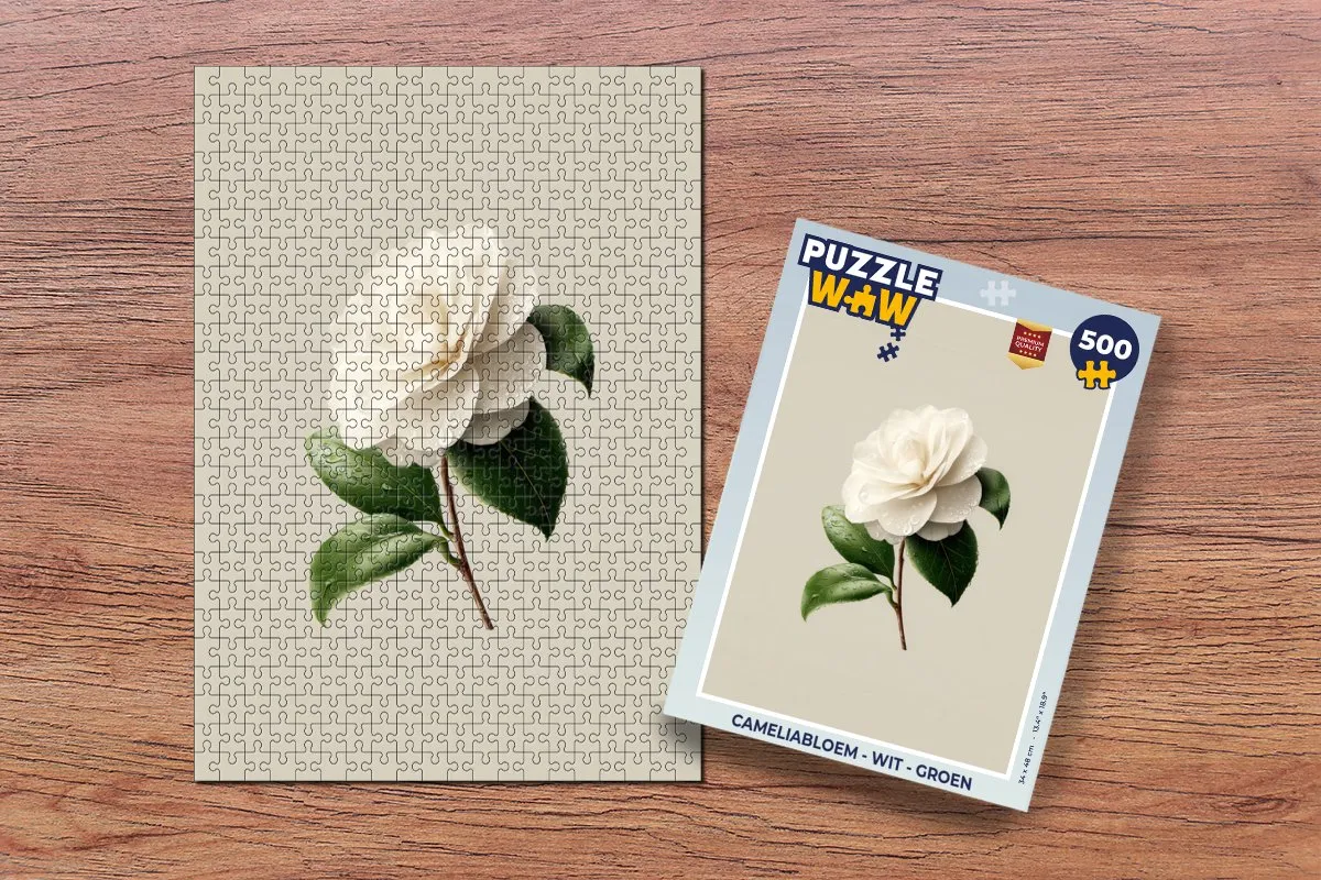 PuzzleWow Cameliabloem Legpuzzel 500 Stuks - Wit/ Groen