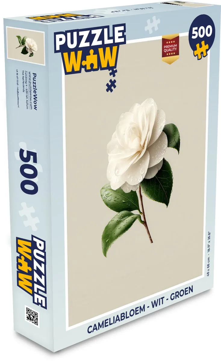 PuzzleWow Cameliabloem Legpuzzel 500 Stuks - Wit/ Groen