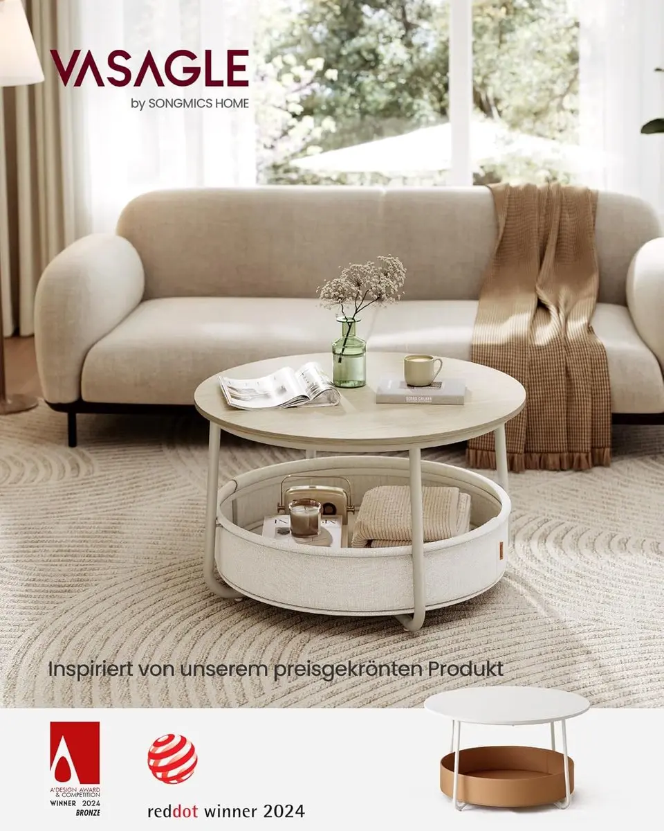 Songmics Vasagle LCT244K01 Salontafel 75x45cm - Beige - afbeelding 4 van 6