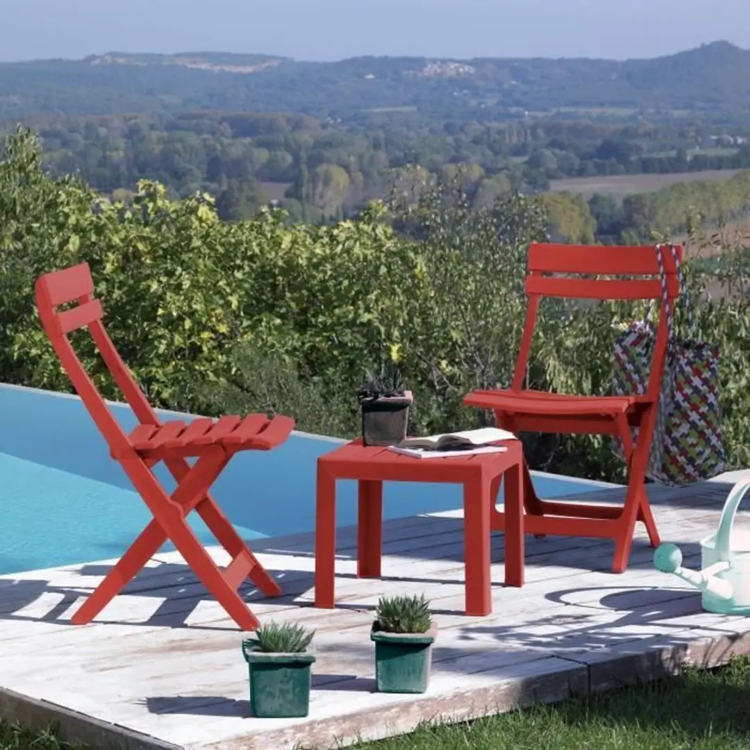 Grosfillex Miami Salontafel 40x40cm - Rood - afbeelding 2 van 3