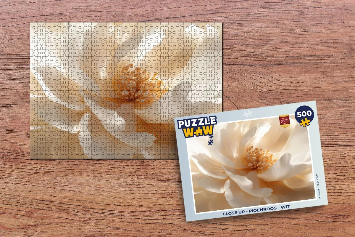 PuzzleWow Pioenroos Wit Legpuzzel 500 Stuks - MPN 8721173243064