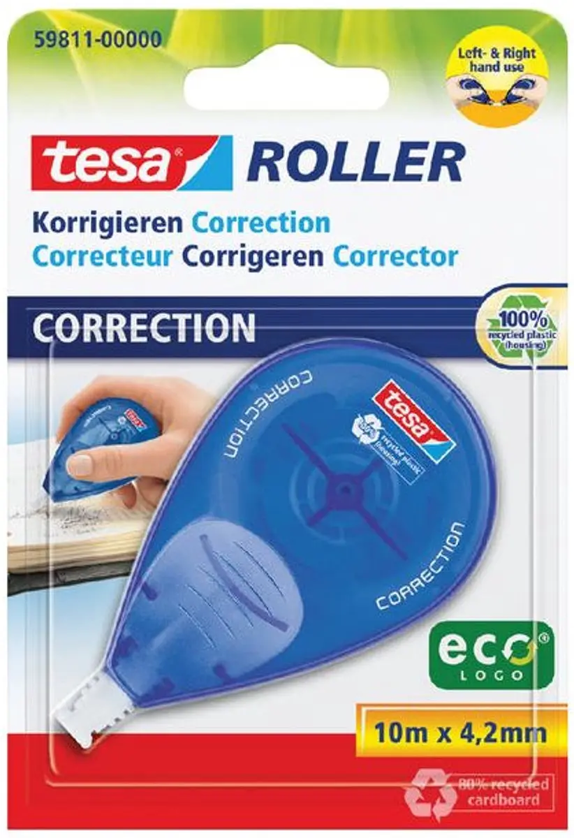 Correctietape tesa® ecoLogo® rechts & linkshandig 10mx4