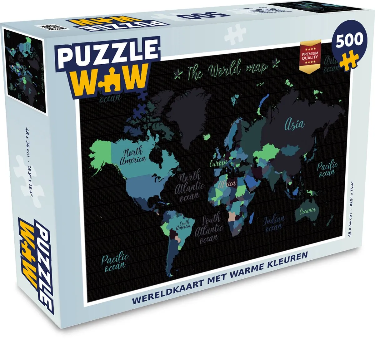 PuzzleWow Wereldkaart Legpuzzel 500 Stuks
