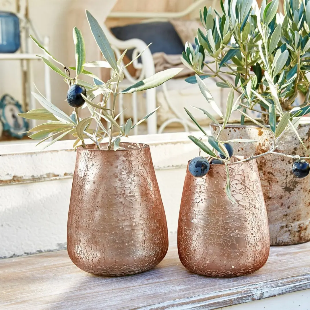 Loberon Chanut Windlicht - 2 Stuks - Ø15cm - Roze/Goud - afbeelding 2 van 6