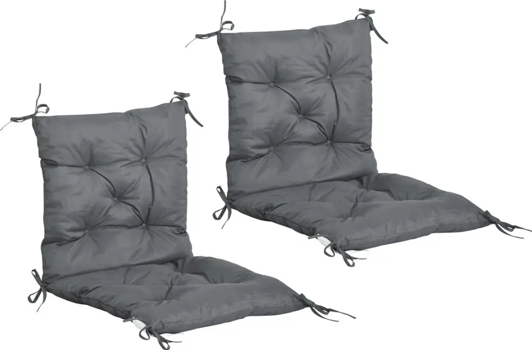Outsunny Set van 2 kussens voor stoelen met lage rugleuning stoelkussens zitkuss