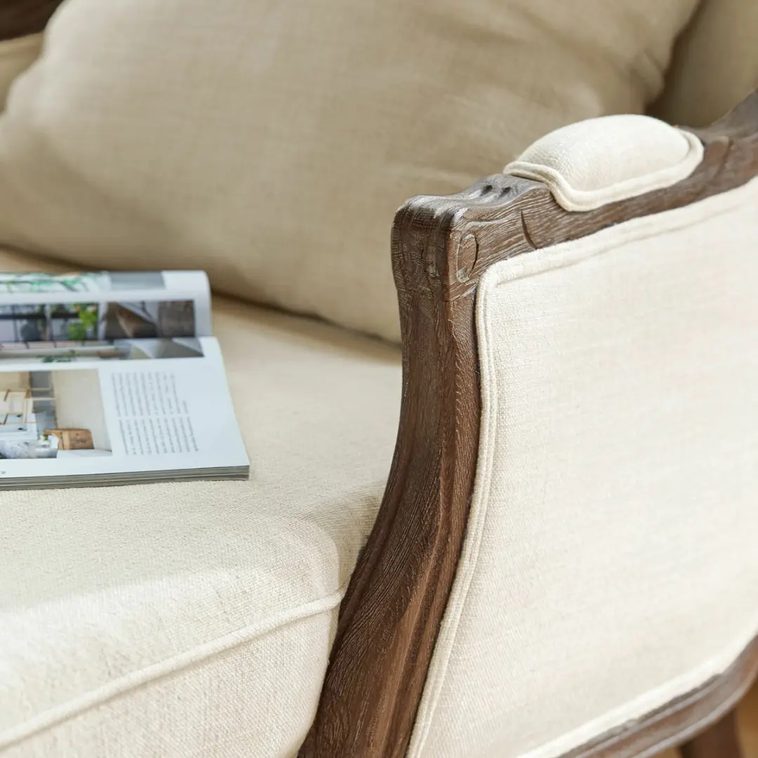Loberon Muel Chaise Longue 1.5 Zit - Crème/Bruin - afbeelding 5 van 6