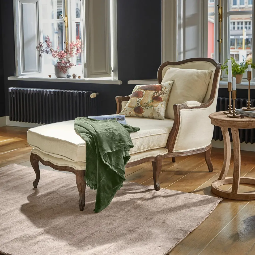Loberon Muel Chaise Longue 1.5 Zit - Crème/Bruin - afbeelding 2 van 6