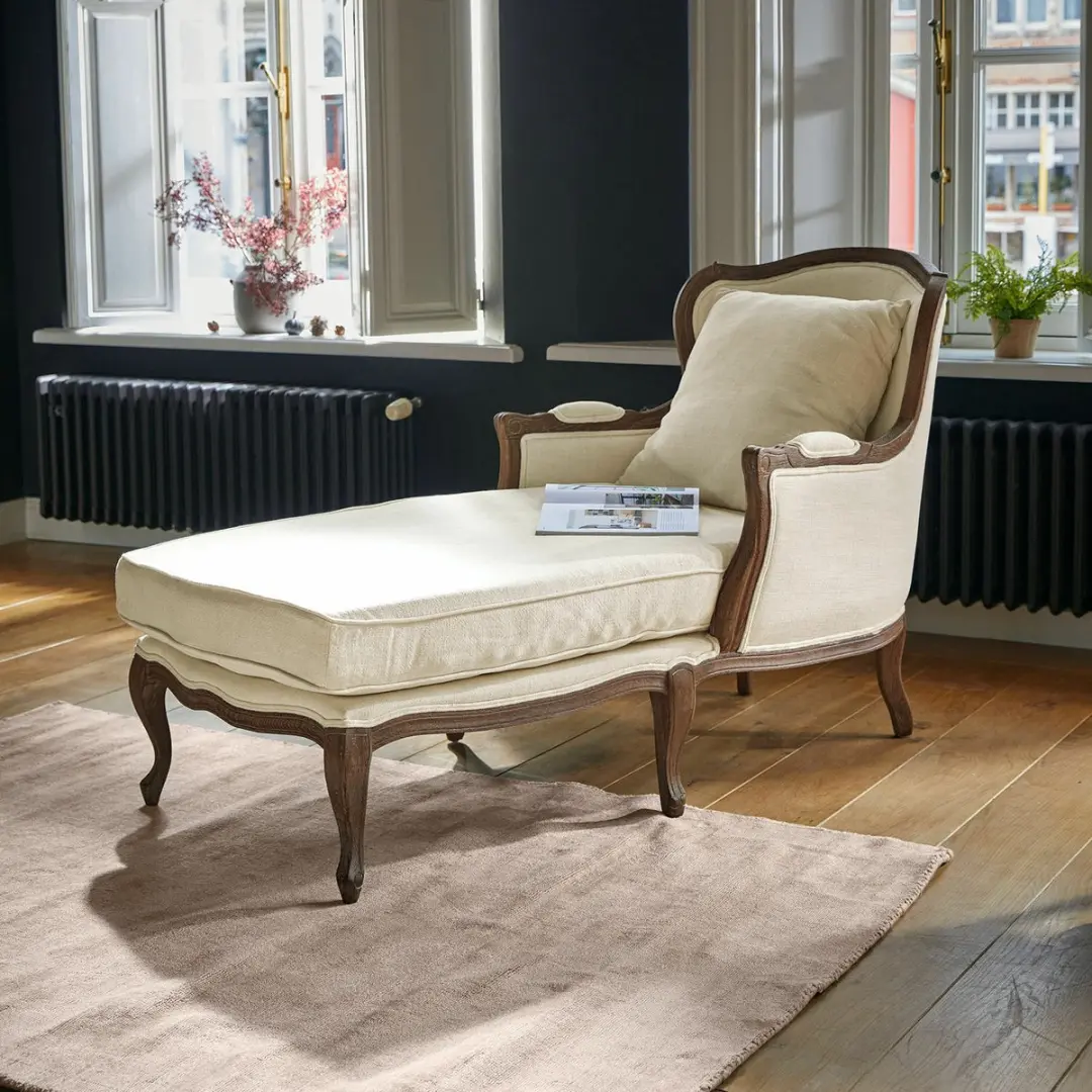 Loberon Muel Chaise Longue 1.5 Zit - Crème/Bruin - afbeelding 3 van 6