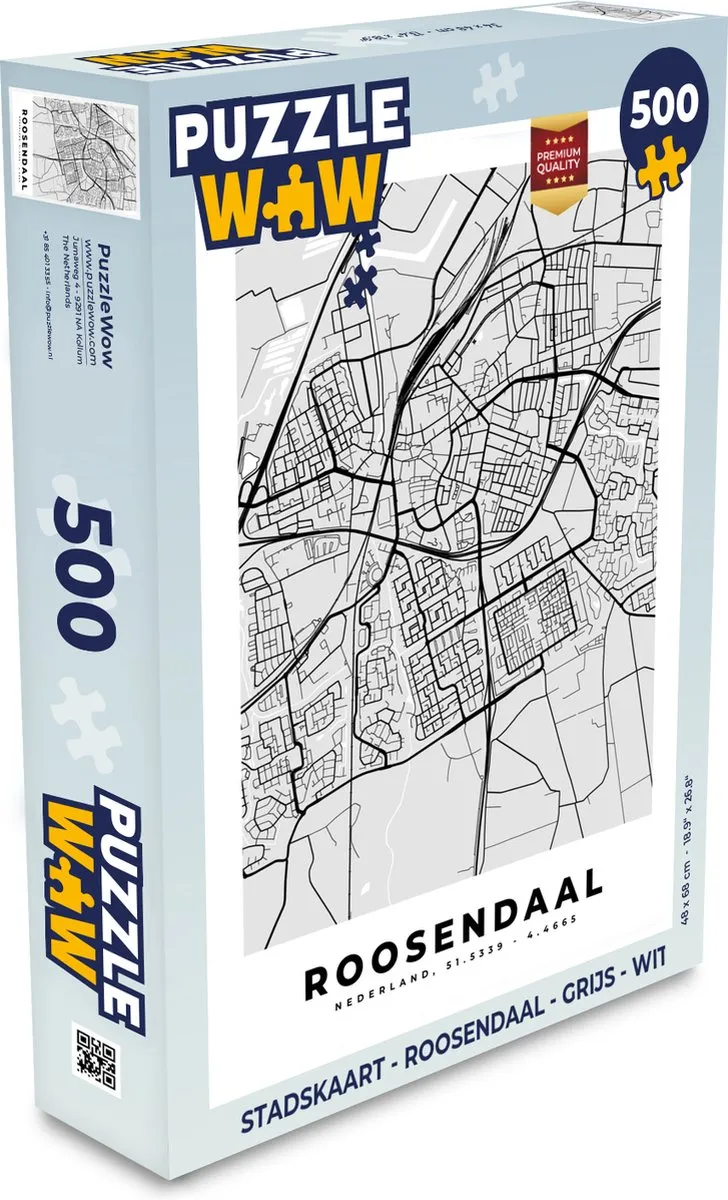 PuzzleWow Stadskaart Roosendaal Legpuzzel 500 Stuks