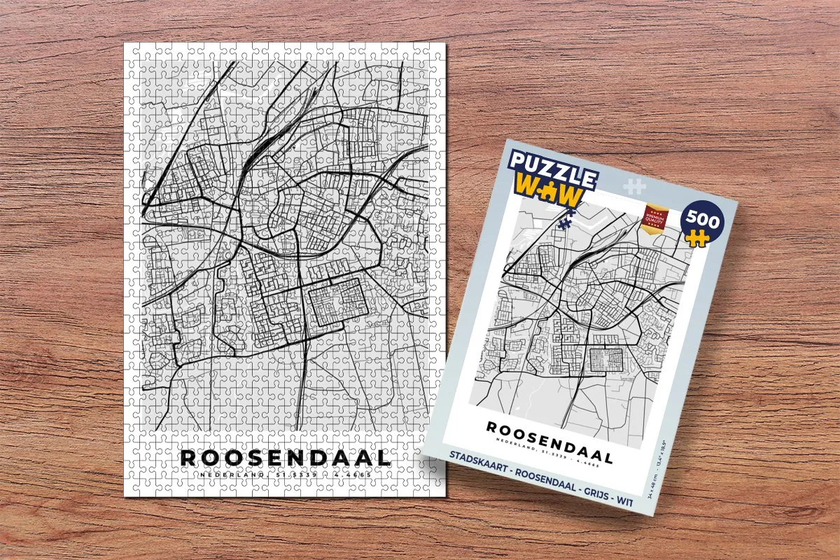 PuzzleWow Stadskaart Roosendaal Legpuzzel 500 Stuks - Multicolor
