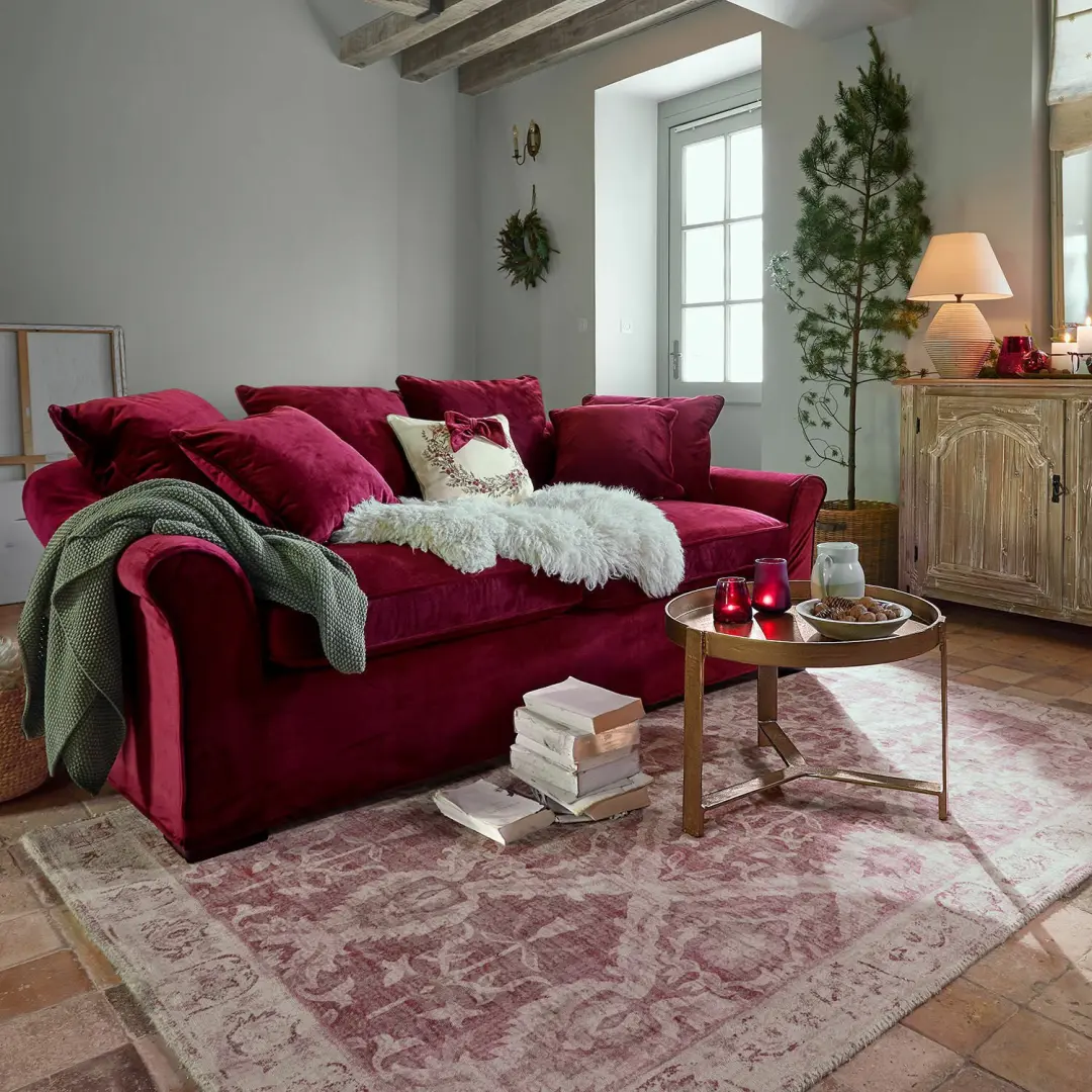 Loberon Mirellis Vloerkleed - Bordeaux - afbeelding 3 van 6