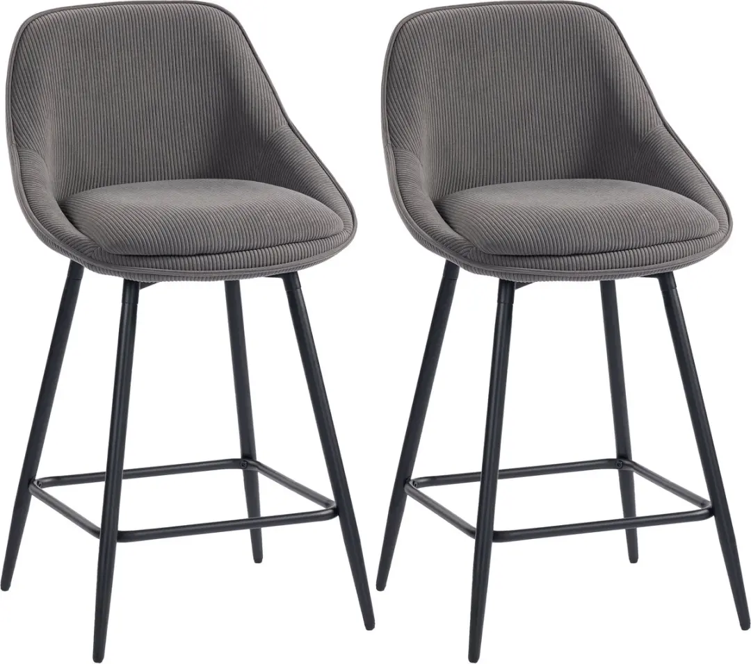 HOMCOM Barkruk Polyester, Staal 52L x 49B x 88H cm Grijs