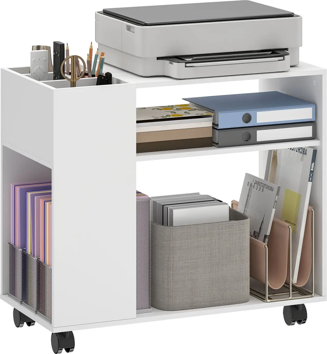 Homcom Printerkast-Spaanplaat-70L x 34B x 60H cm-Wit