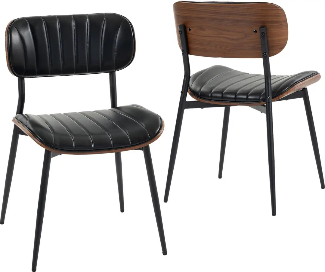 HOMCOM Dining Chair-Kunstleder, Formholz-49,5L x 49,5B x 80H cm-Schwarz