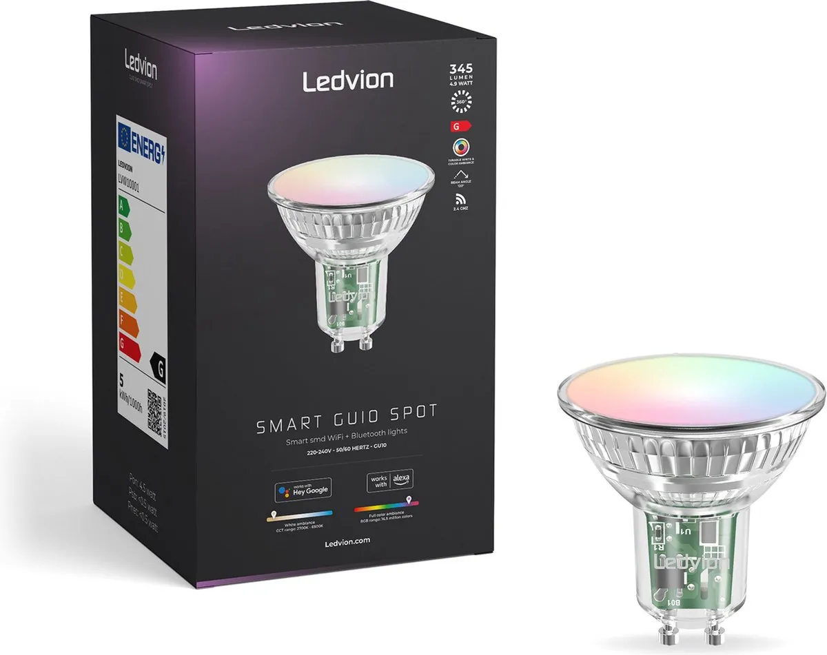 LEDVION 2x Smart RGB+CCT GU10 Spot 4,9W