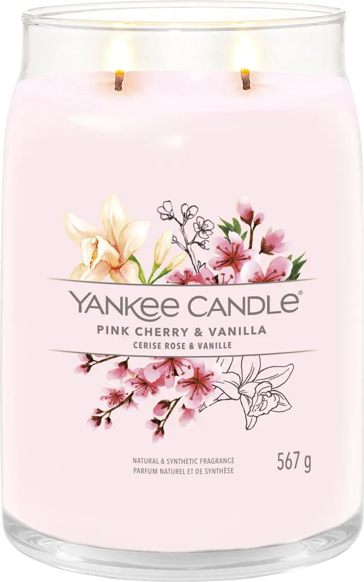 Yankee Candle Pink Cherry & Vanilla Geurkaars 567g - afbeelding 4 van 6