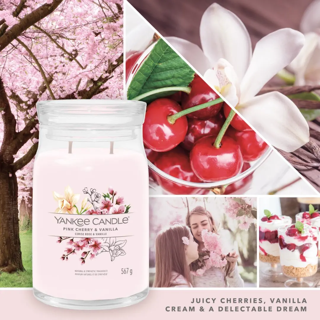 Yankee Candle Pink Cherry & Vanilla Geurkaars 567g - afbeelding 5 van 6