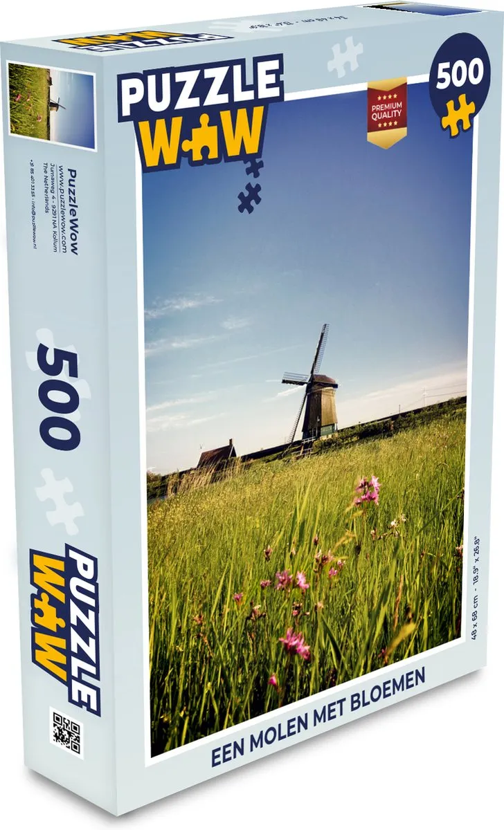 PuzzleWow Legpuzzel Een Molen met Bloemen 500 Stuks
