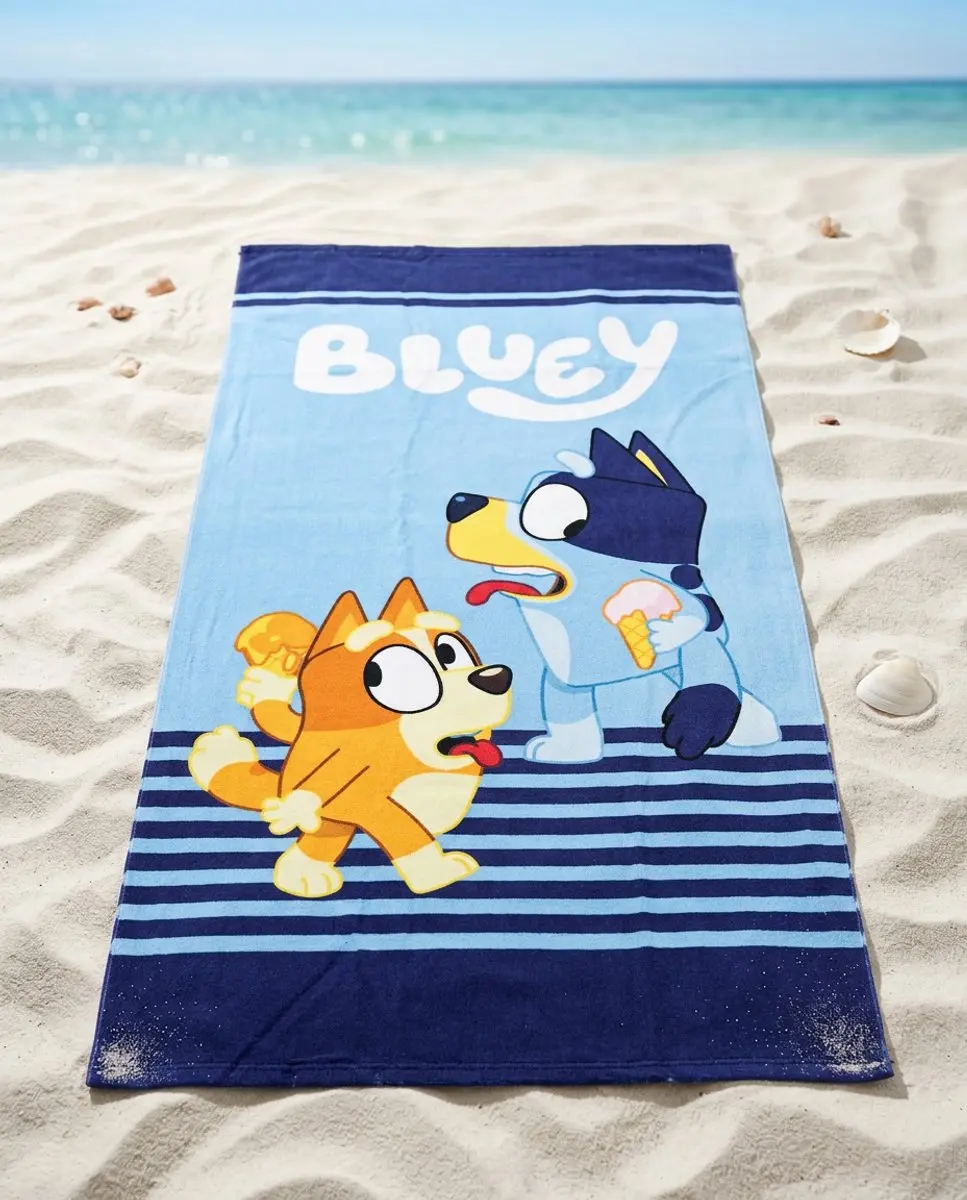 Bluey Strandlaken 70x140cm - Blauw - afbeelding 2 van 5