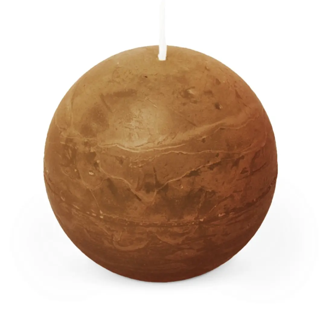 Spaas Rustiek Bol Kaars 80mm Cognac
