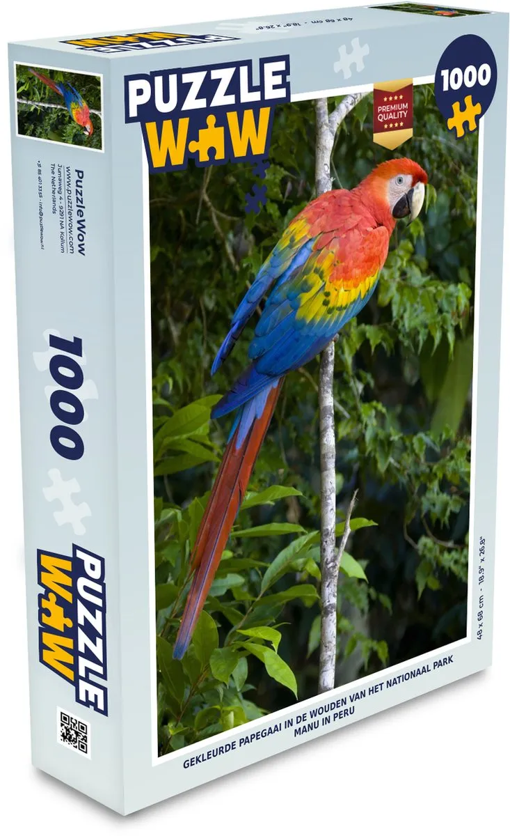 PuzzleWow Legpuzzel Papegaai Peru 1000 Stuks - Multicolor