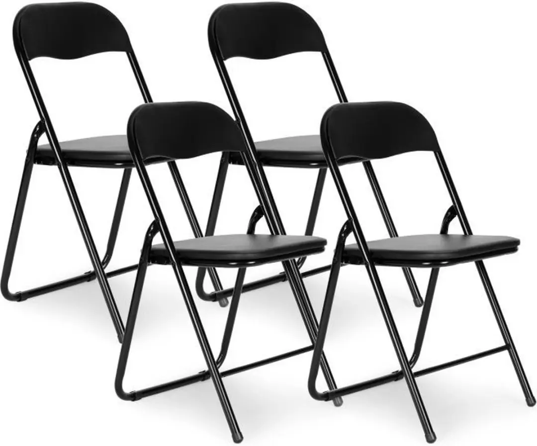 Set van 4 klapstoelen zwart met een zithoogte van 44.5 cm